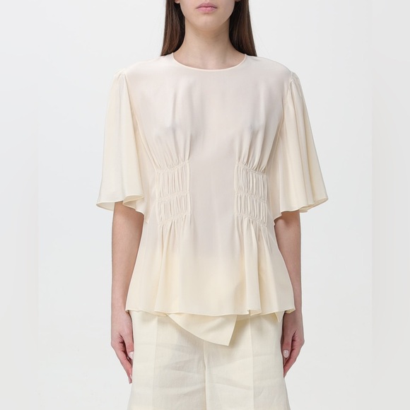 Chloe Tops - Chloe Silk Flutter Sleeve Top in Pristine White size EU40 US 8-10
